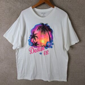 Destin Florida Shirt Mens XL White Alvins Island Travel‎ Crew Neck Short Sleeve